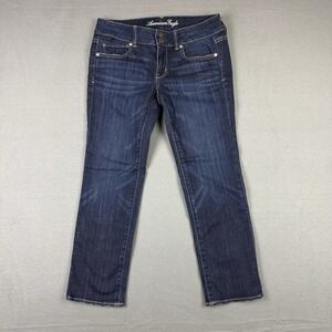 American Eagle Jeans Womens Size 6 Straight‎ Leg Stretch 30x26 Dark Wash